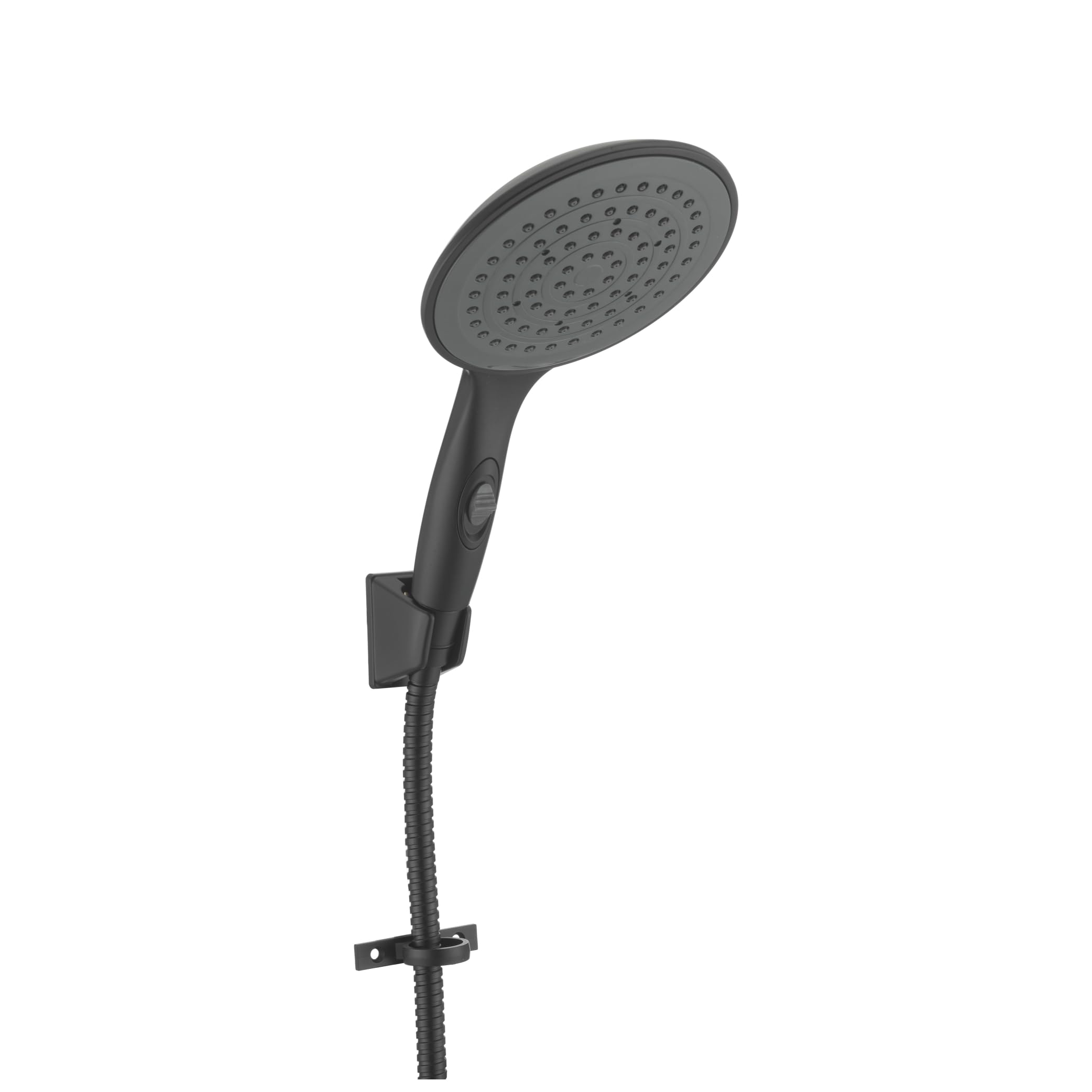 Dura Faucet Luxury 6” Rain Shower Wand & Hose Kit (DF-SA434K-MB) – Matte Black, RV Handheld Shower Head with Eco-Friendly On/Off Switch, 60” Stainless Steel Hose, Wall Bracket & Hardware
