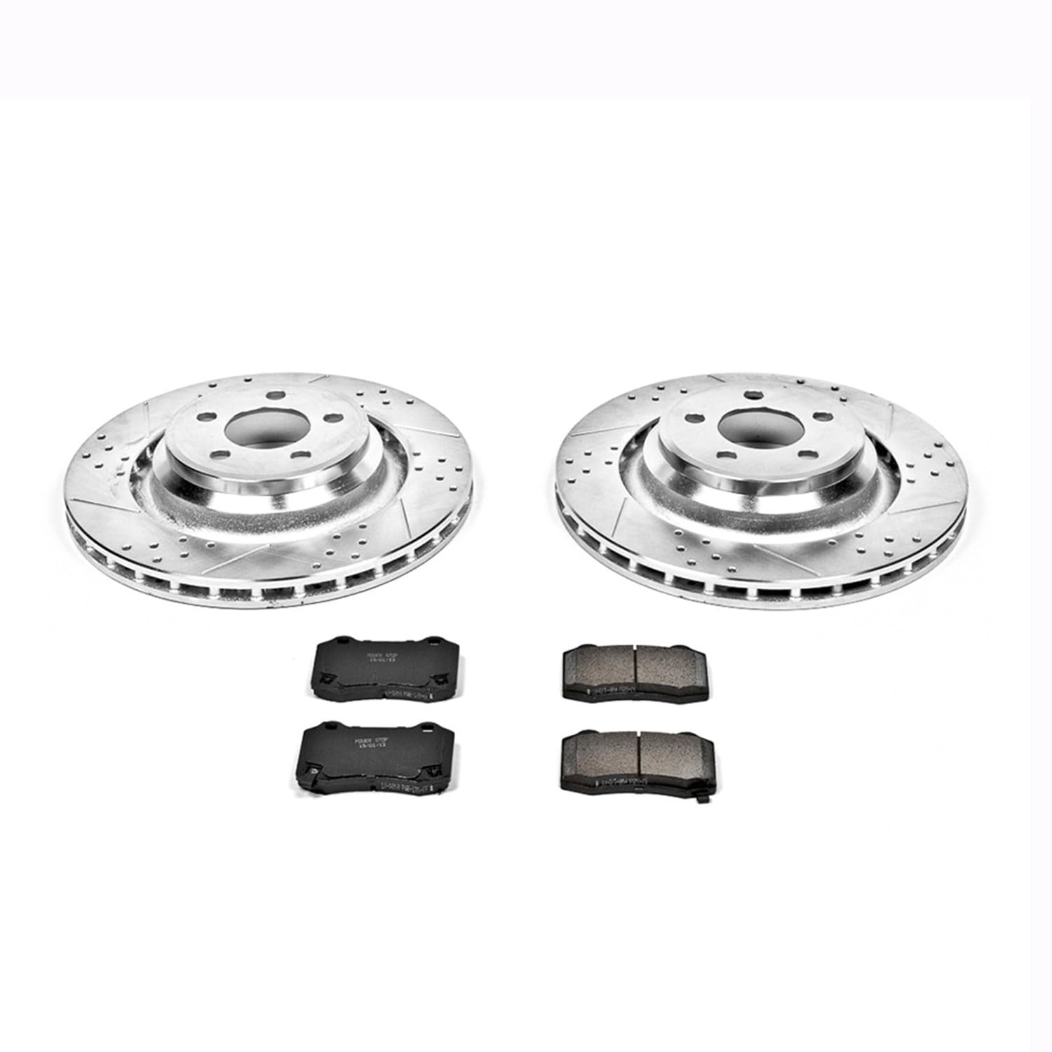 Power Stop K4583 Z23 Carbon Fiber Brake Pads Rear with Drilled & Slotted Brake Rotors Kit For Chrysler 300, Chrysler 300, Dodge Challenger, Dodge Charger, Dodge Charger, Dodge Magnum [Model Specific]