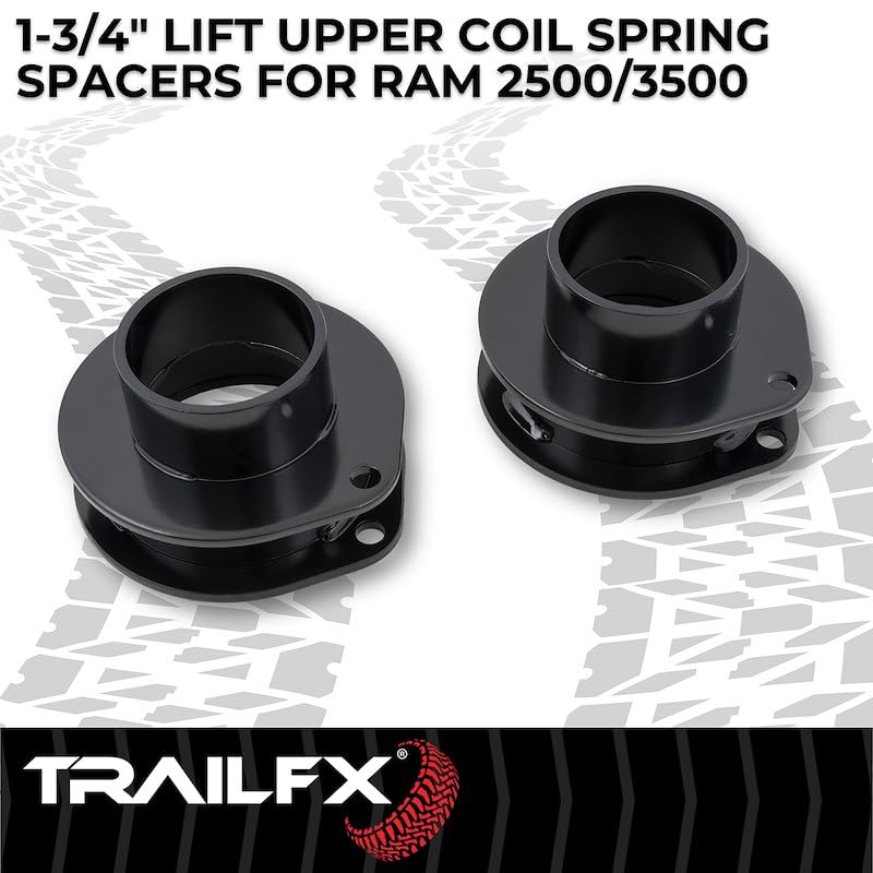 Trail FX Suspension Leveling Kit D17LL2, 1-3/4 Inch Lift, Upper Coil Spring Spacers, Steel, With Spacers/Shock Extension Brackets And Installation Hardware, Fits 2019-2024 Ram 2500/3500