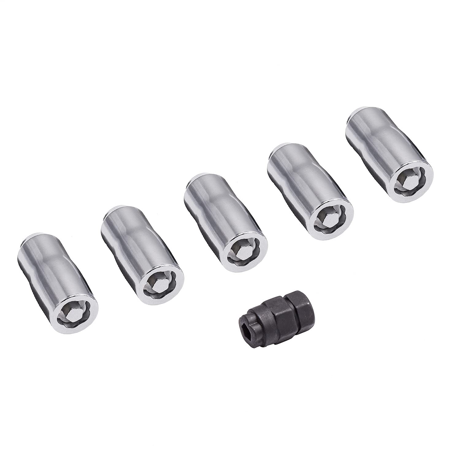 Wheel Lock Nut Set Rugged Ridge 16715.31, 5 Nuts With Key, Chrome, M14-1.5