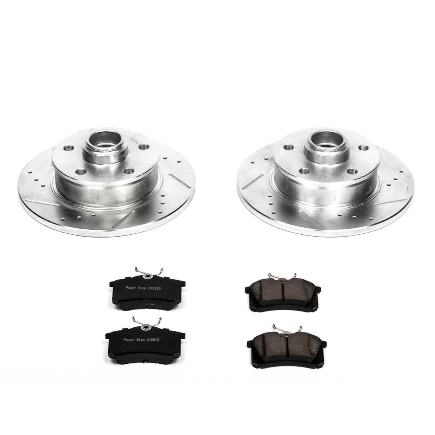 Rear Power Stop K512 Z23 Carbon Fiber Brake Pads with Drilled & Slotted Brake Rotors Kit
