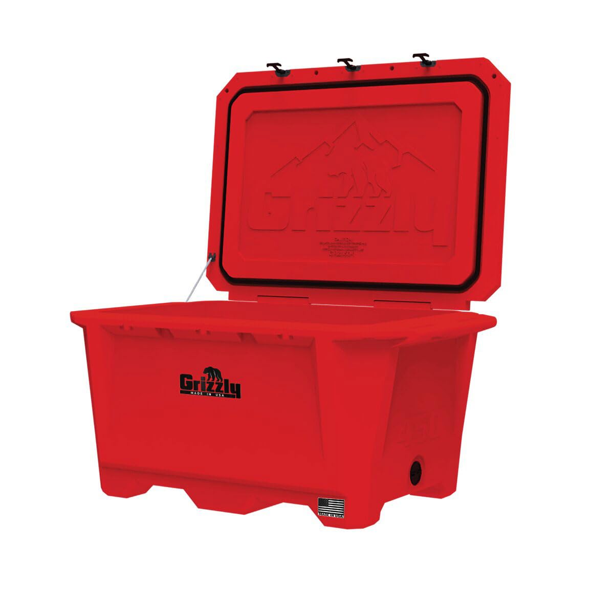 450 Cooler Grizzly | 450 qt Ice Chest Durable Rotomolded Insulated | Made in USA | Warranty for Life | for Cold Plunge Ice Bath Camping Fishing Hunting | G450 | Red