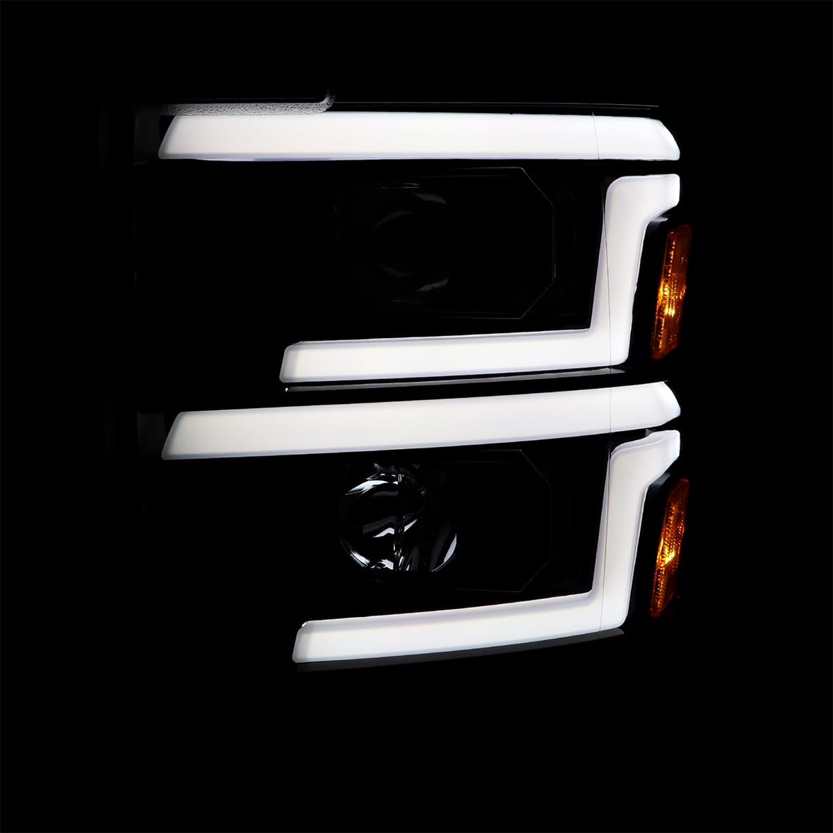 Glossy Black Smoke SPEC-D TUNING Projector Headlights w/Sequential Switchback LED Signal Lamps Compatible with 2015-2019 Chevy Silverado 2500HD 3500HD