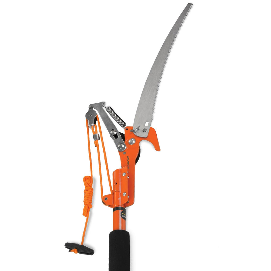 12-inch Muddy Pole Saw - Serrated Blade Compact Durable Lightweight Ergonomic Versatile Extendable Tree Saw with Pruners & Cord for Outdoor Use