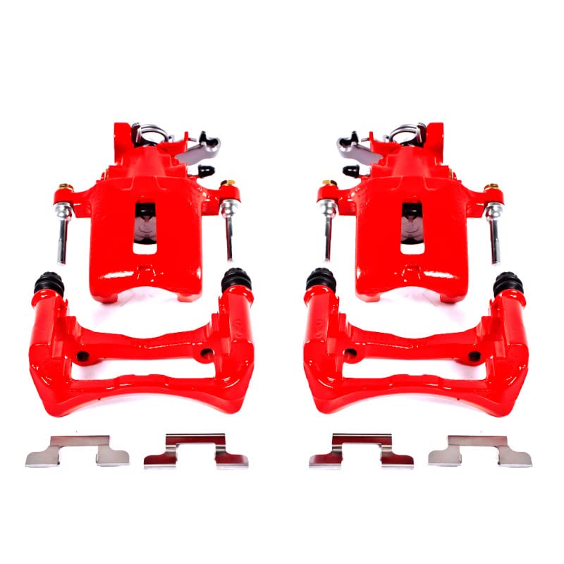 POWERSTOP Pair of High-Temp Red Powder Coated Rear Calipers for Ford Mustang 2005-2014 [Model Specific]