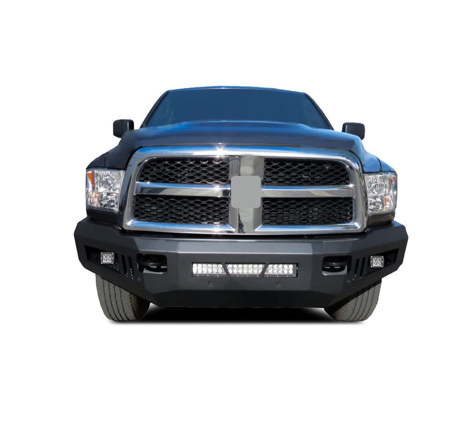 Heavy Duty Black Horse Armour Front Bumper w/ 20in LED Light Bar, 2 Sets of 4in Cube Lights Matte Black Compatible with 2010 Dodge Ram 2500|11-18 Ram 2500|2010 Dodge Ram 3500|11-18 Ram 3500
