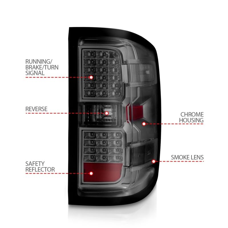 15-19 Chevy Silverado 2500HD/3500HD ANZO USA Aridex LED Tail Lights Smoke w/Clear Lens (311424)