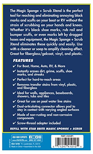 Ultimate Magic Sponge STAR BRITE + Scrub XTEND - Dual Articulating Flex Head, Ideal for Pool, Spa, RV, Boat, and Home, Connects to Extend-A-Brush Handles (041010)