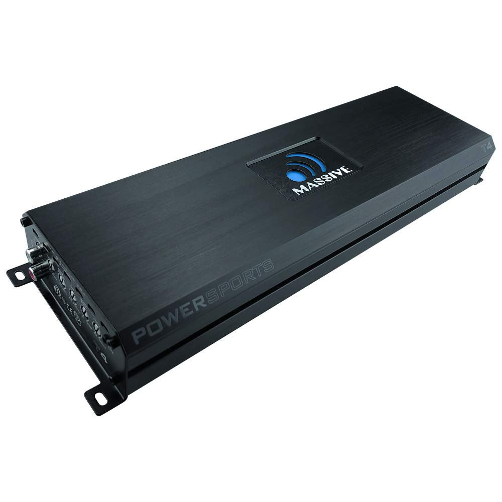 Massive Audio T4 1-Ohm Mono Block Marine Amplifier | 2000W RMS Waterproof Amp, Compact Class D Power for Boats, UTV, ATV & Outdoor Audio Systems