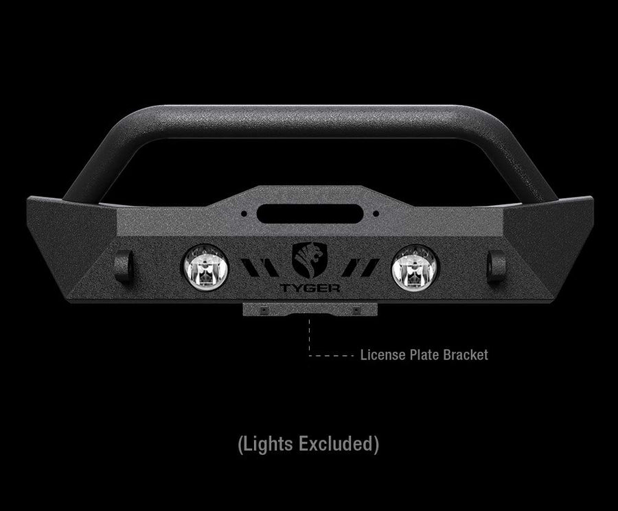 Tyger Auto Tyger Fury TG-BP6J70078 Stubby Front Bumper w/Winch Plate Compatible with 2007-2026 Jeep Wrangler JK/JL; 2020-2026 Gladiator | Textured Black