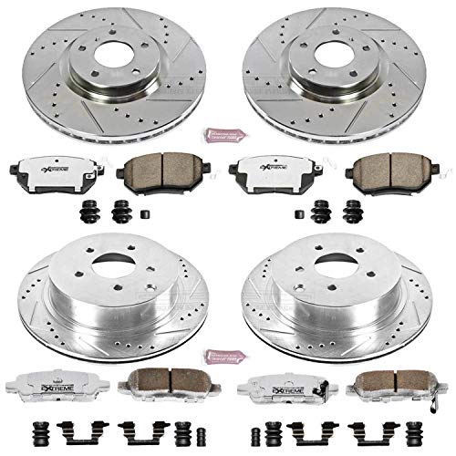 Power Stop K119-26 Z26 Carbon Fiber Brake Pads Front and Rear with Drilled & Slotted Brake Rotors Kit For Nissan Murano 2006-2007 [Model Specific]