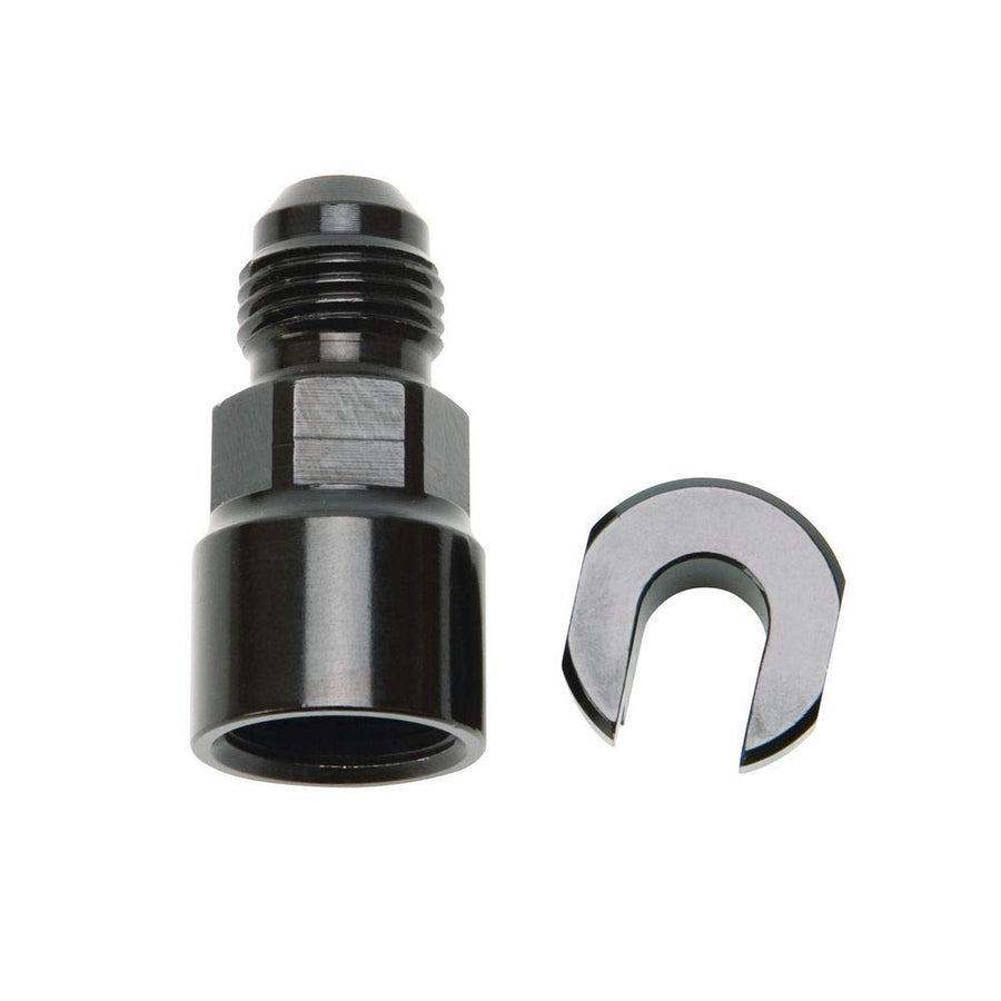 RUSSELL/EDEL 644123 Adapter EFI Fitting -6 An Male To 3/8" Sae Quick DiSConnect Female SCrew Type Blk Anodized Finish
