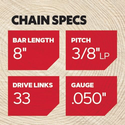S33 Oregon Pole Saw/Chainsaw Chain for 8-Inch Bar, 33 Drive Links, .050" Gauge, 3/8" Pitch, Fits Chicago, Earthwise, Greenworks, Sun Joe