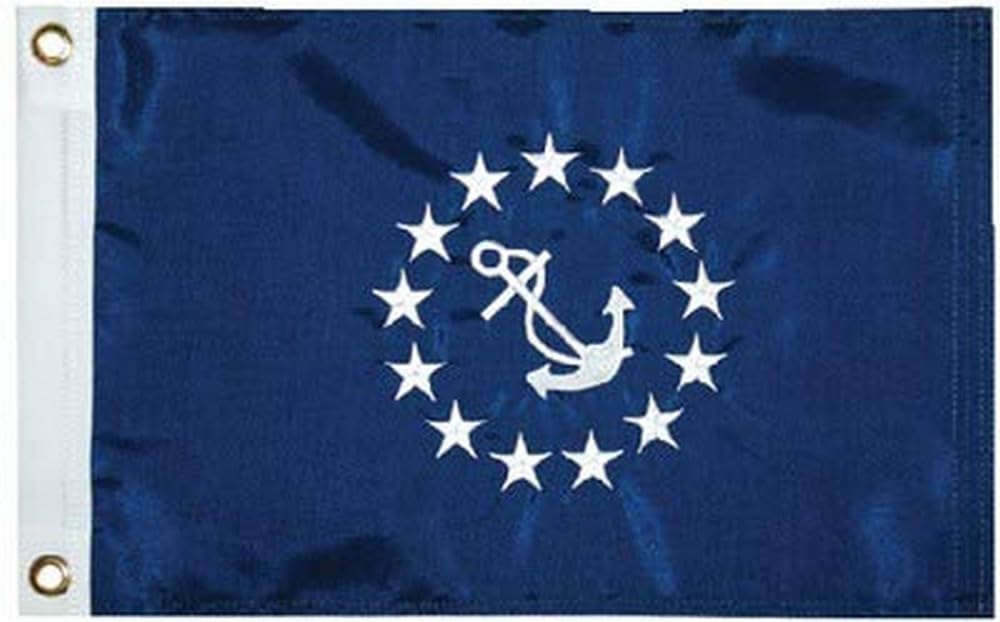 Commodore TaylorMade 93076 Nylon Officer Flag, 12" x 18", Blue