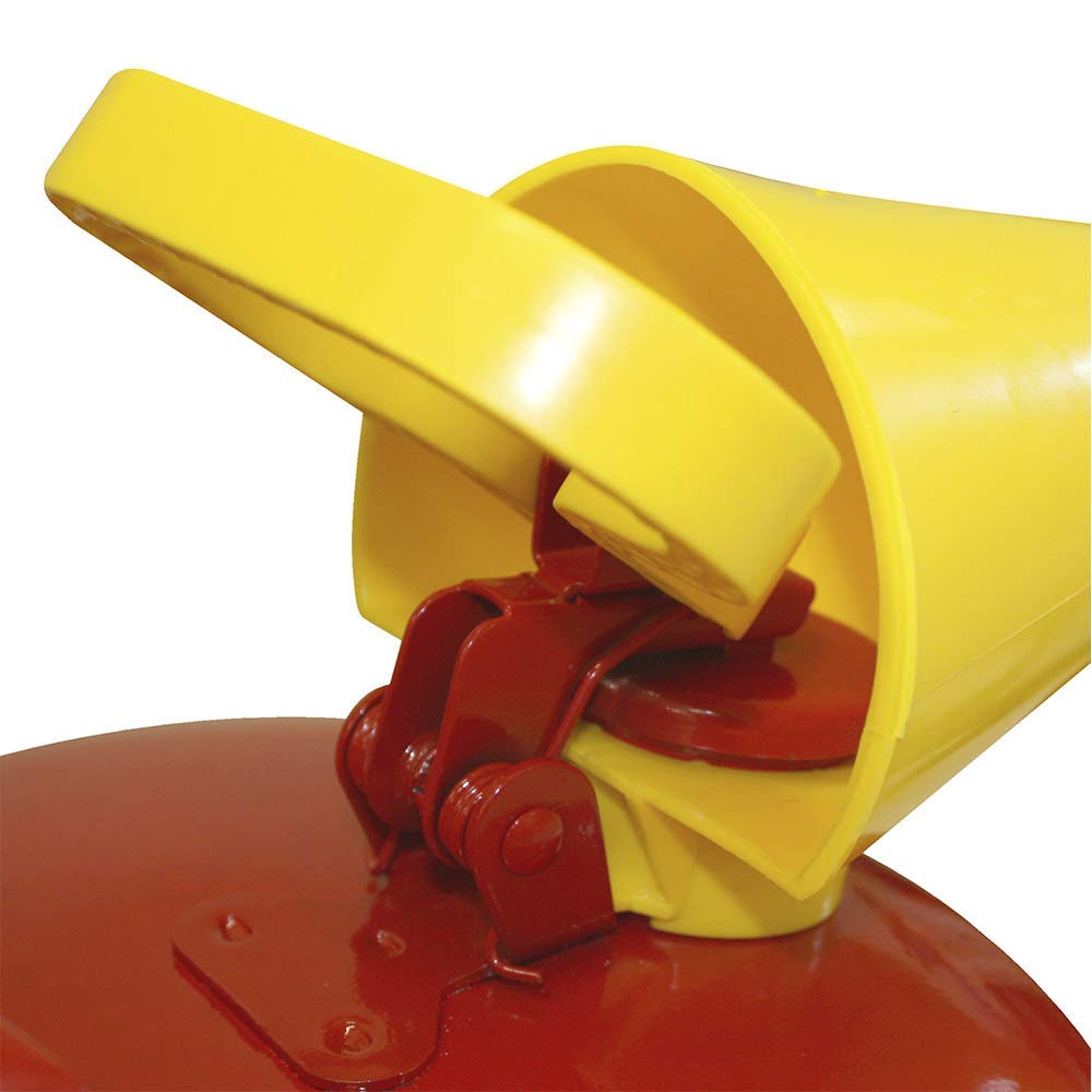 2 Gallon Eagle Type I Red Safety Gas Can for Gasoline with Flame Arrester, Self-Closing Lid, and F-15 Funnel, Made in the USA, Galvanized Steel Flammable Storage Can, UI20FS