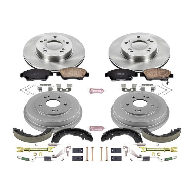 Power Stop Autospecialty KOE15110DK Front and Rear Replacement Brake Kit-OE Brake Drums & Ceramic Brake Pads For Honda Civic 2006-2008 [Model Specific]