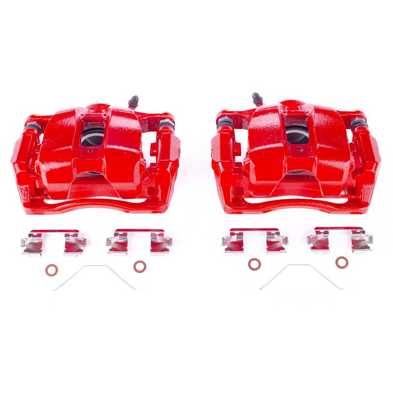 Power Stop Pair of High-Temp Red Powder Coated Front Calipers For Acura RDX 2013-2018, Acura RLX 2014-2020 [Model Specific]