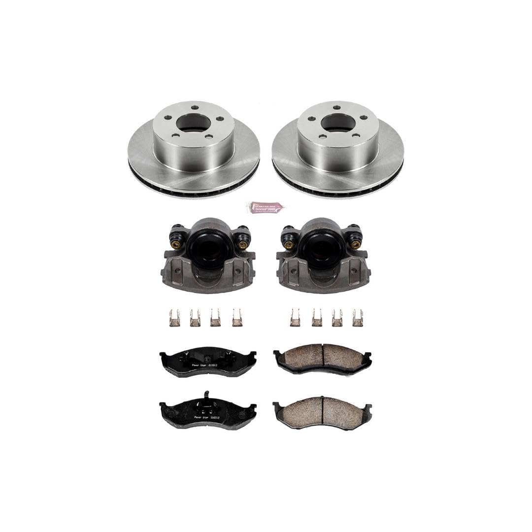 Power Stop KCOE2119 1-Click Autospecialty OE Replacement Brake Kit with Calipers For 1991-1999 Jeep Cherokee Mid Size XJ | 1993-1998 Grand Cherokee | 1990-1999 Wrangler [Application Specific]