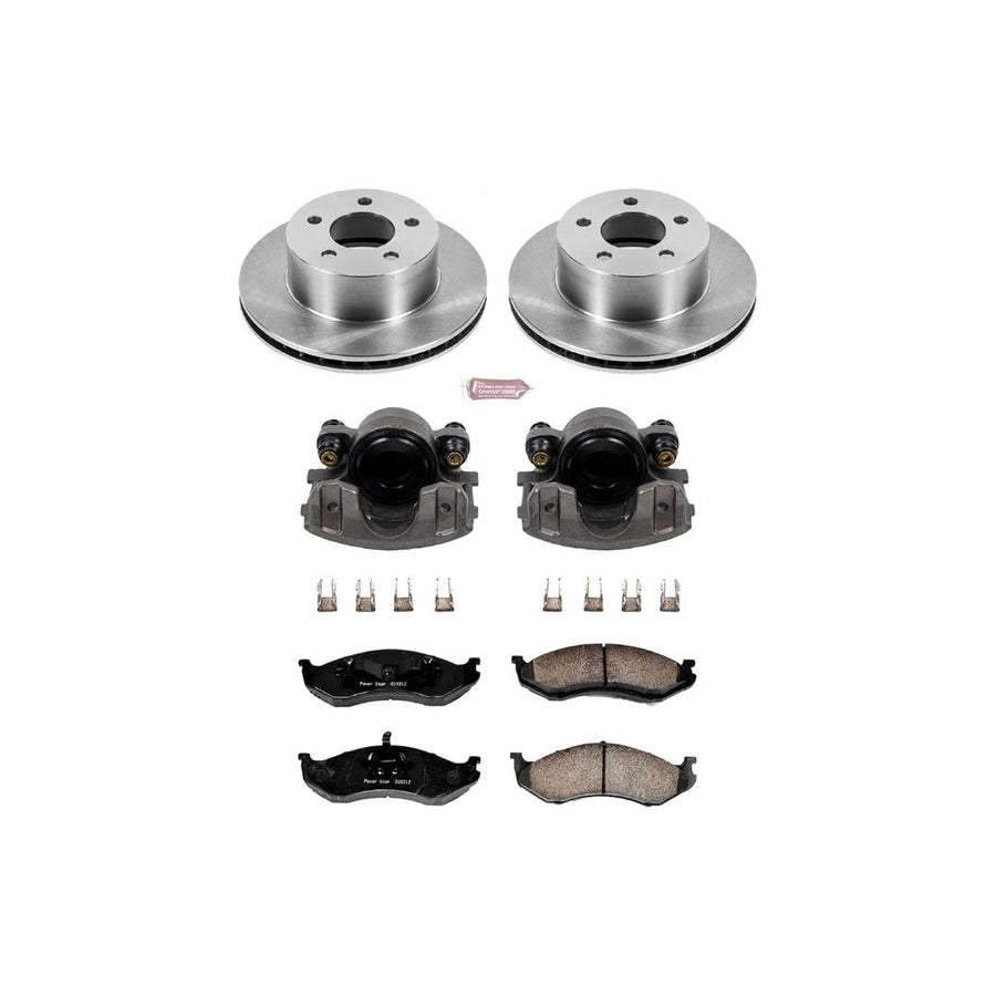 Power Stop KCOE2119 1-Click Autospecialty OE Replacement Brake Kit with Calipers For 1991-1999 Jeep Cherokee Mid Size XJ | 1993-1998 Grand Cherokee | 1990-1999 Wrangler [Application Specific]