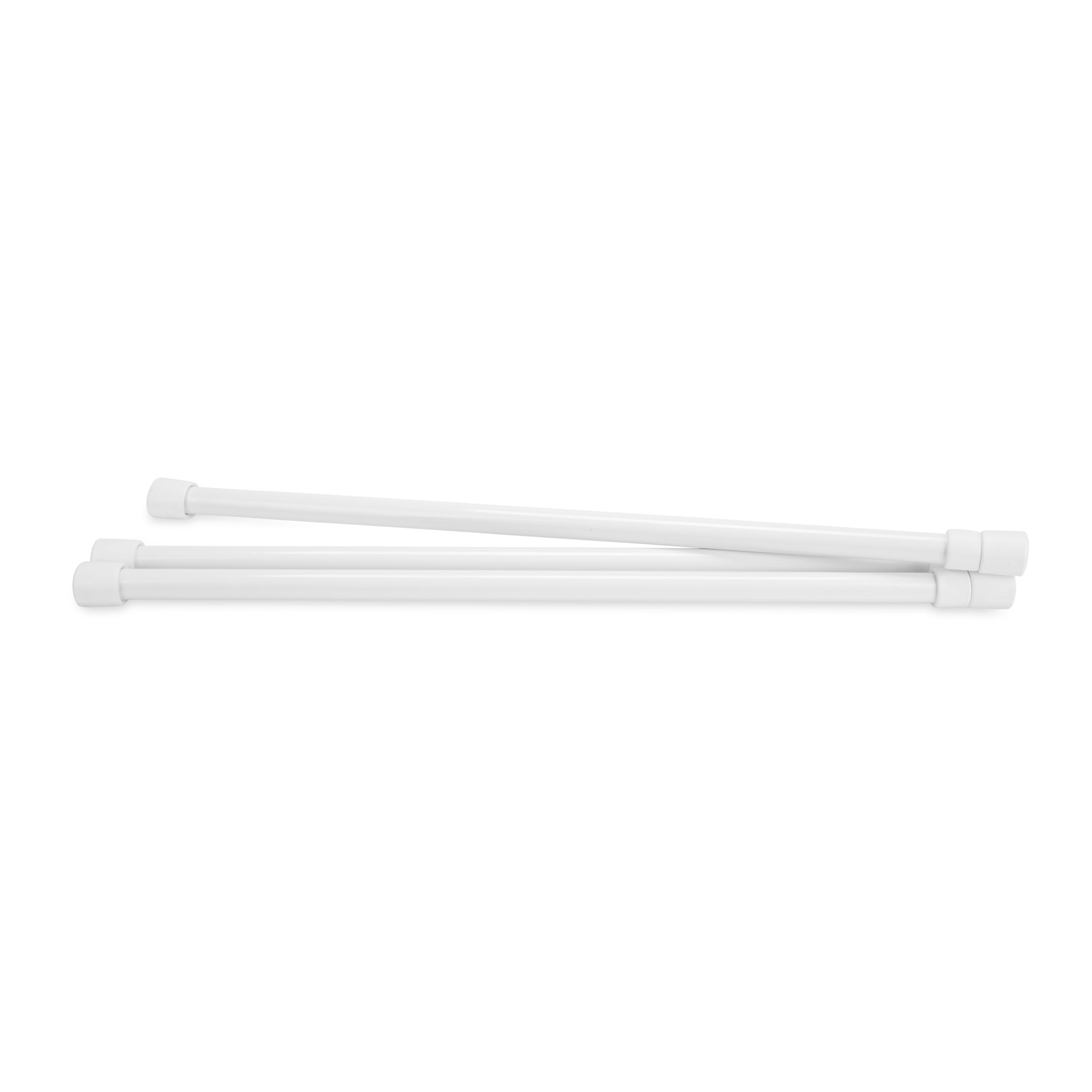 28" Camco RV Refrigerator Bar 44053 - Holds Food and Drinks in Place During Travel - Prevents Messy Spills - Spring Loaded and Extends Between 16" and 28" - 3 Pack - White (44074)