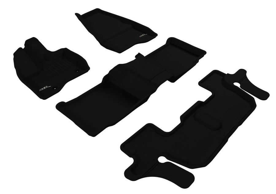 3D MAXpider Kagu Custom Fit Floor Mat (Black) Compatible with Ford Explorer 2011-2014 (w/Bench 2nd Row) - Full Set