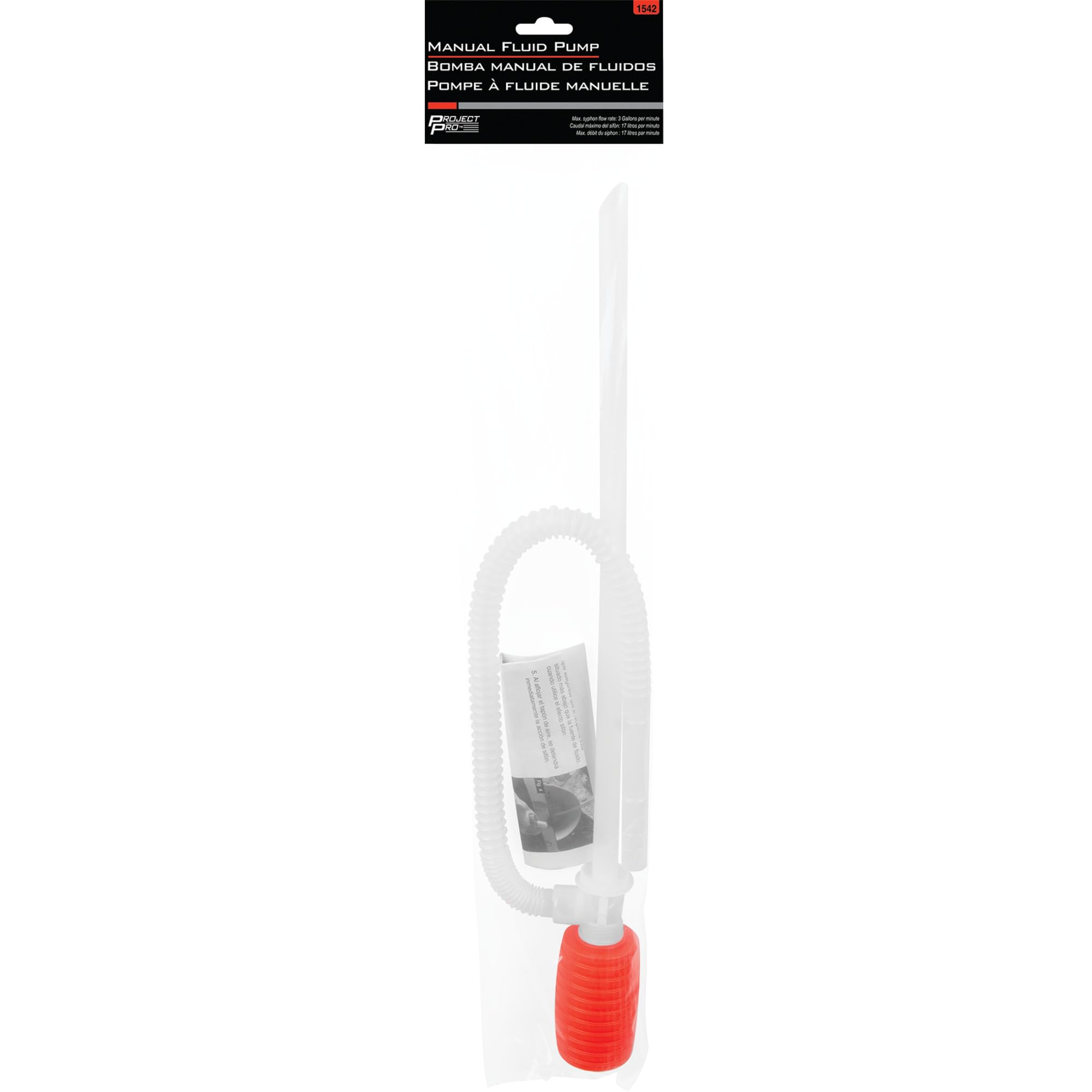 1542 Performance Tool Fuel & Fluid Transfer Siphon Pump, HDPE Plastic, Solvent-Resistant, 3 GPM Flow Rate, Simple Siphon Action