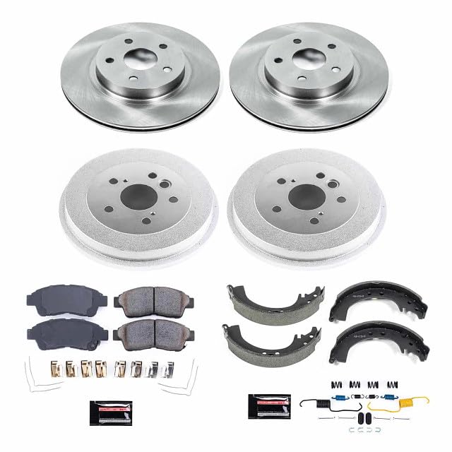 Power Stop KOE15062DK Front and Rear Replacement Brake Kit-OE Brake Drums & Ceramic Brake Pads For Toyota RAV4 1996-2000 [Model Specific]