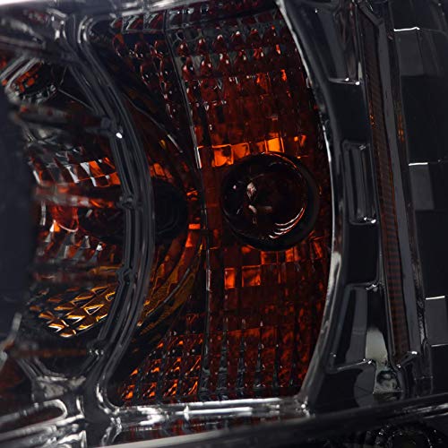 Smoke Halo Projector Headlights SPEC-D TUNING w/LED Compatible with 2007-2013 Chevy Silverado 1500, 2007-2014 Chevy Silverado 2500HD/3500HD, Left + Right Pair Headlamps Assembly