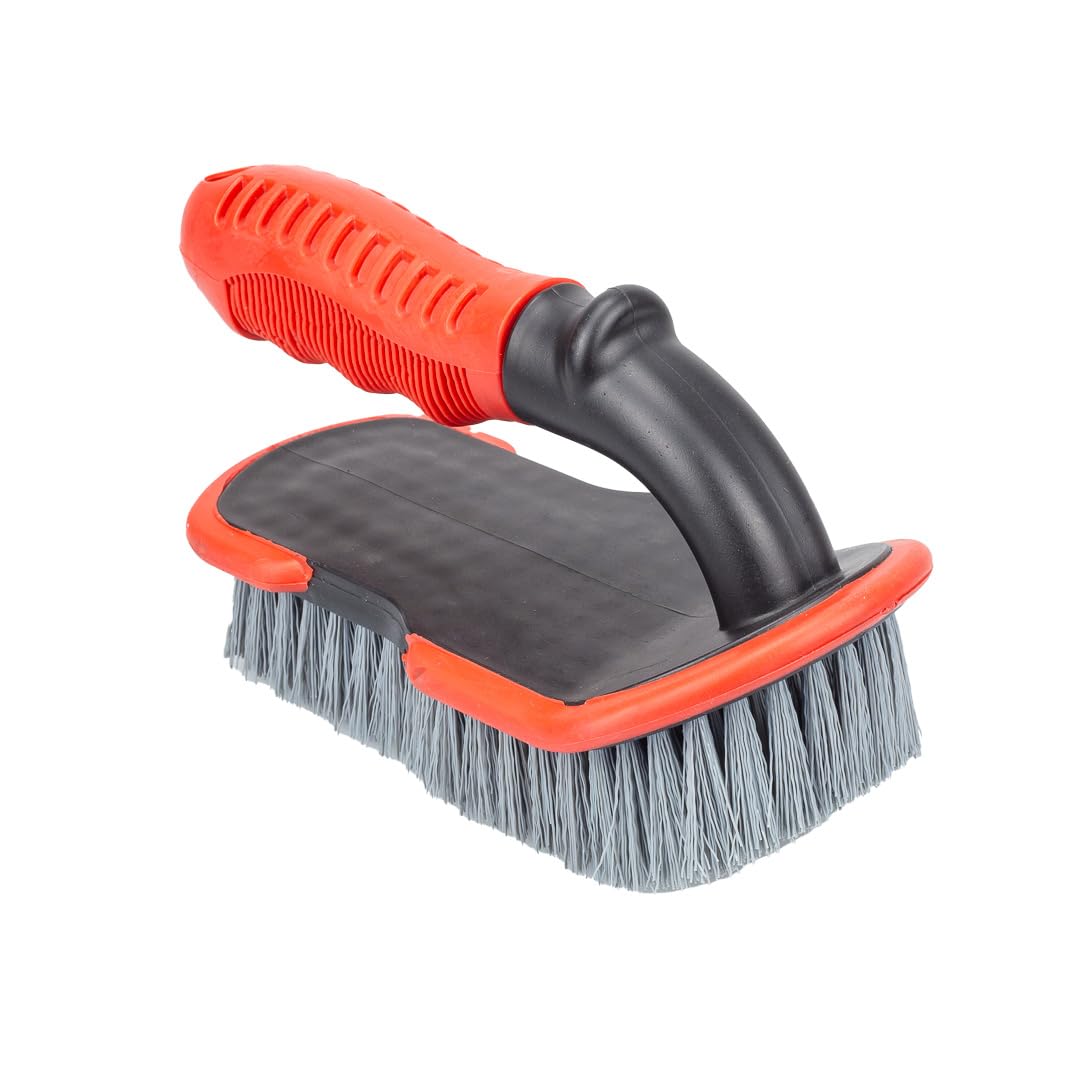 Maxshine Tire & Carpet Universal Curved Brush | Stiff Bristle Cleaning Brush for Car Detailing | Durable Ergonomic Design for Deep Cleaning Tires, Floor Mats & Carpeted Surfaces