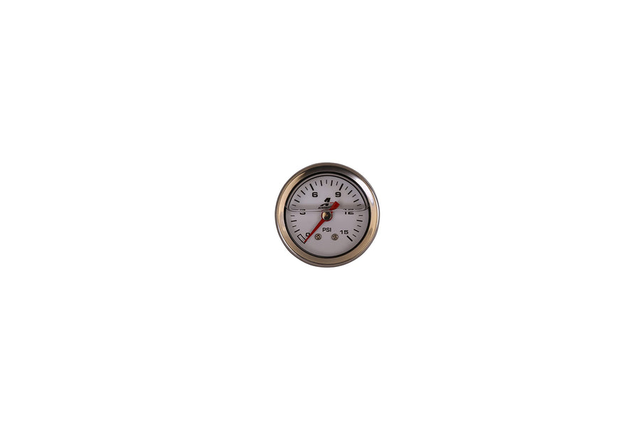 Fuel Pressure Gauge Aeromotive 15632 0-15 PSI, 1/8" NPT, Liquid Filled, 1.5'' Diameter Dial