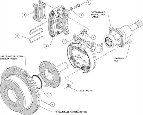 Wilwood 140-11394-D 11.00" P-Brake Kit, Drilled, Chevy FDP-LP 12 Bolt 2.81" Off w/C-Clips