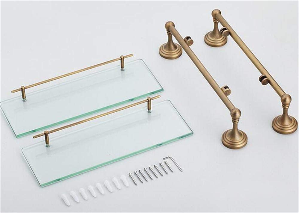 Antique Glass Shelf Allcopper With Towel Bar, Bathroom Cosmetics Storage Rack, Individuality Design,43 * 12 * 41cm Bathroom Shelf