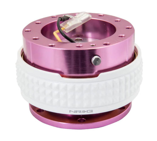NRG Innovations Gen 2.1 NRG-SRK-210PK-GL Race Steering Wheel Quick Release Kit Adapter Pink Body/Glow in the Dark Pyramid Ring, 6x70 and 6x74mm Bolt Patterns