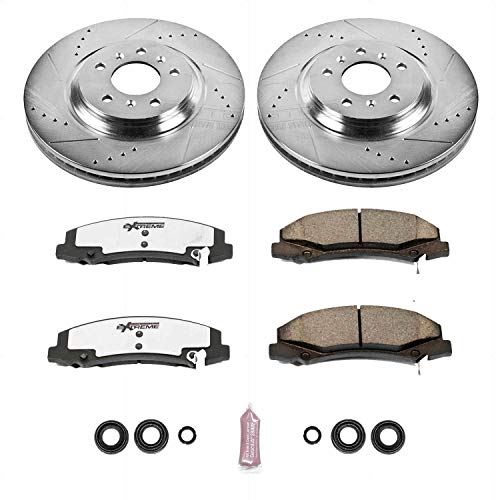 Power Stop K4654-26 Z26 Carbon Fiber Brake Pads Front with Drilled & Slotted Brake Rotors Kit For Allure, LaCrosse, Lucerne, Cadillac DTS, Impala, Impala Limited [Model Specific]