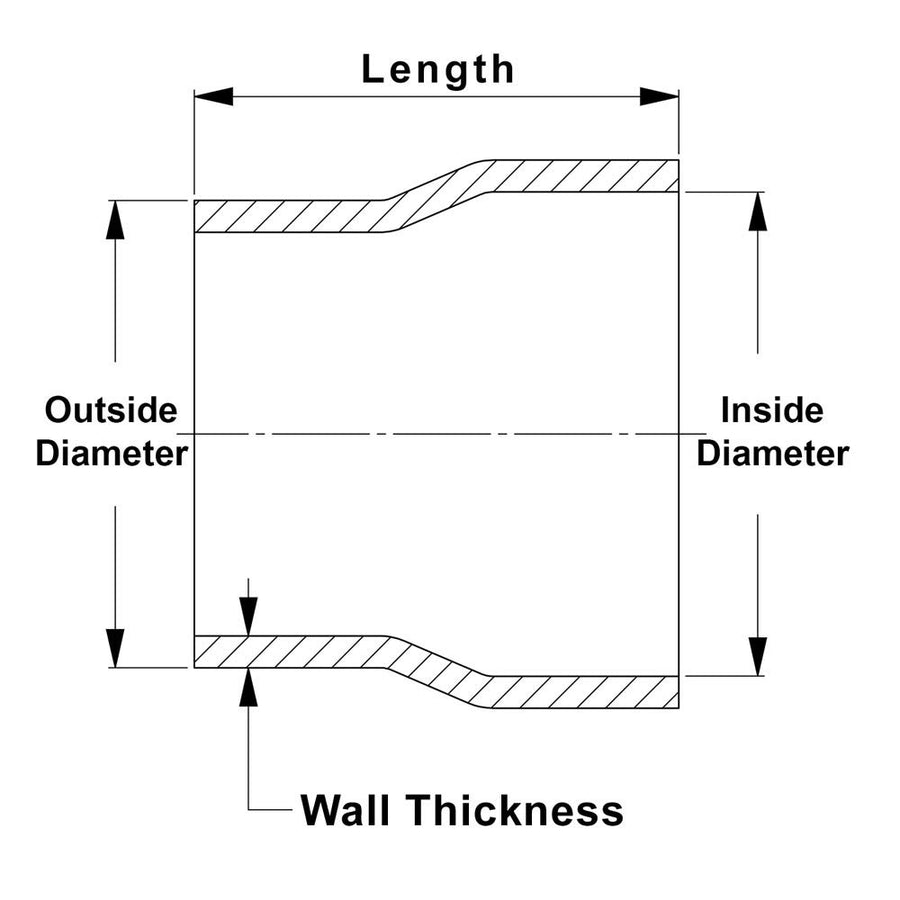HPS SLIP-AT175 6061 T6 Aluminum Slip Fit Reducer Transition Tube Joiner, 1.75" OD to 1.75" ID, 4" Length, 16 Gauge, 0.065" Wall Thickness