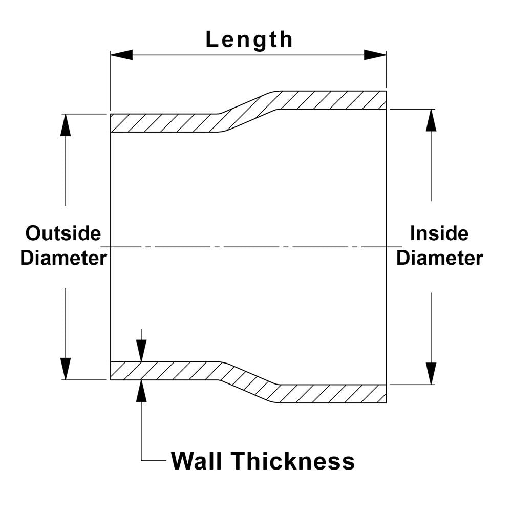 HPS 6061 T6 Aluminum Slip-AT300 Transition Reducer Tube Joiner, 3" OD to 3" ID, 4" Length, 16 Gauge, 0.065" Wall Thickness