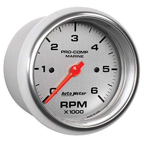 Tachometer, AutoMeter Gauge, 3 3/8", 6K RPM, Marine Silver (200752-33),Multi