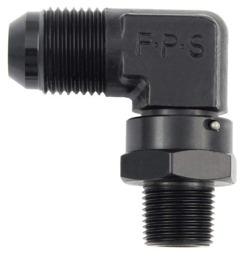 Size (-12) Black Fragola Performance Systems 499113-BL x 1/2 MPT 90° Swivel Adapter