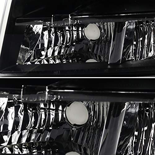 Black Headlights SPEC-D TUNING Compatible with 2007-2014 Chevy Avalanche, 2007-2014 Tahoe Suburban, L+R Pair Head Light Lamp Assembly