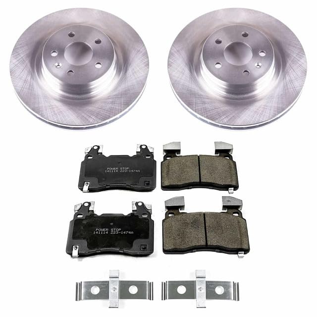 Power Stop Autospecialty KOE6798 Front Replacement Brake Kit-OE Brake Rotors & Ceramic Brake Pads For Tesla S 2012-2021, Tesla X 2016-2021 [Model Specific]