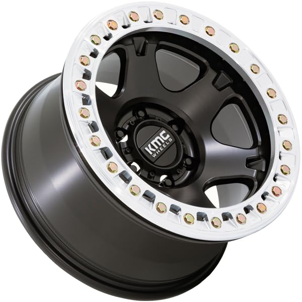 KMC 17X9 VI BEADLOCK 6X5.54.53-12mm SATIN BLACK W/MACHINED RING - KM238MD17906012N