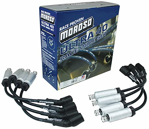 Moroso Black Ultra 40 Spark Plug Wire Set, Fits GM LS 4.8/5.3/6.0/6.2 Engines, 12" Length, Truck