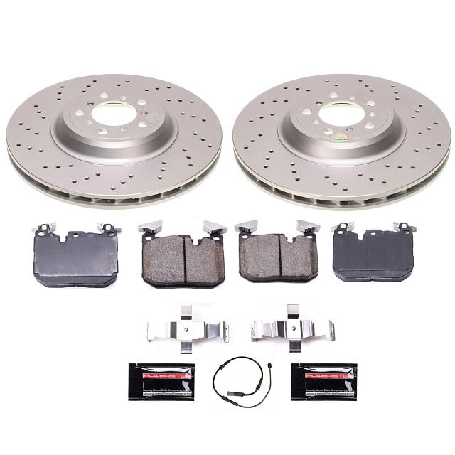 Power Stop Brake Kit Front For BMW M2 2016-2018, BMW M3 2015-2018, BMW M4 2015-2020 [Model Specific] Geomet Coated Brake Rotors and Brake Pads CRK7446