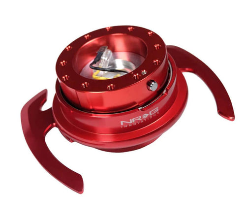 NRG Innovations GEN 4.0 NRG-SRK-700RD Steering Wheel Quick Release Kit Adapter, 6x70 and 6x74mm Bolt Patterns Red Body/Red Ring With Handles
