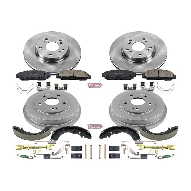 Power Stop Autospecialty KOE15113DK Front and Rear Replacement Brake Kit-OE Brake Drums & Ceramic Brake Pads For Honda Civic 2012-2015 [Model Specific]