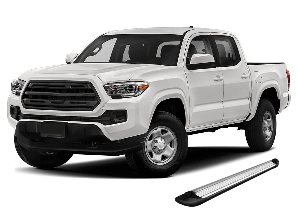 Transporter Running Boards Silver Black Horse Compatible with 2005-2023 Toyota Tacoma-TR-T585S
