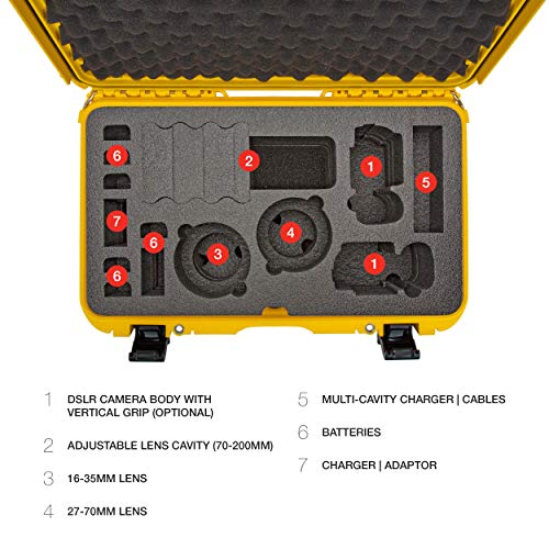 Waterproof Nanuk 935 Hard Case with Foam Insert for Canon, Nikon - 2 DSLR Body and Lens/Lenses - Yellow