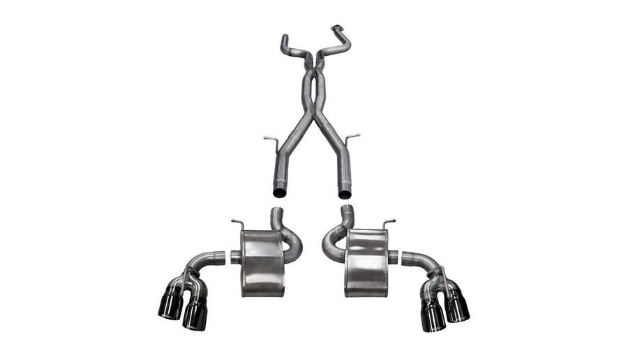 Xtreme+ Cat-Back Exhaust System Corsa Performance 14771BLK Dual Rear Exit 2.75 in. Incl. Drivers and Pass. Head Pipes/Double X-Pipe/Dual Axle Pipes/Dual Mufflers/Dual 4.5 in. Black PVD Pro-Series Tips