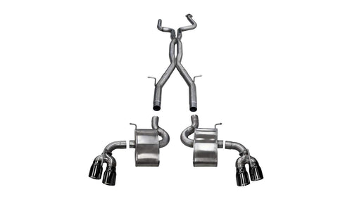 Xtreme+ Cat-Back Exhaust System Corsa Performance 14771BLK Dual Rear Exit 2.75 in. Incl. Drivers and Pass. Head Pipes/Double X-Pipe/Dual Axle Pipes/Dual Mufflers/Dual 4.5 in. Black PVD Pro-Series Tips