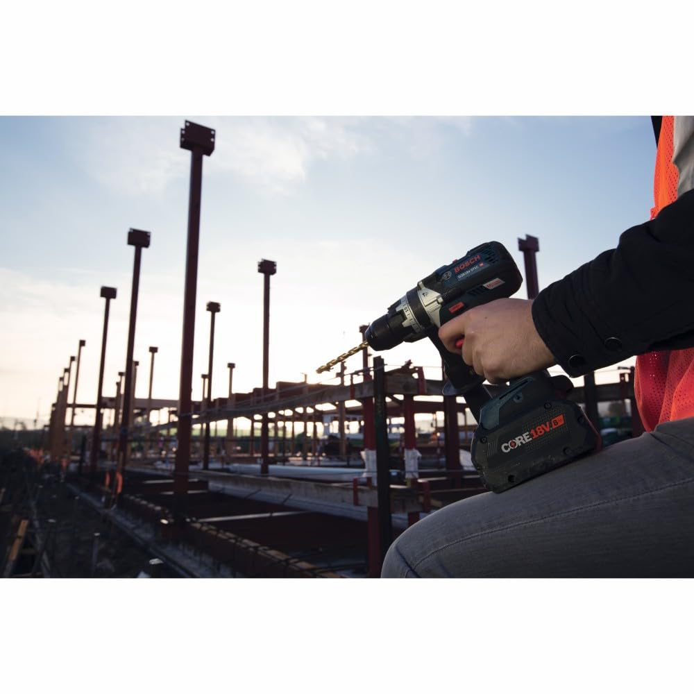 BOSCH 18V GSB18V-975CB25 Brushless Connected-Ready 1/2 In. Hammer Drill/Driver Kit with (2) CORE18V® 4 Ah Advanced Power Batteries